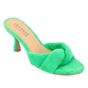 Sporty Resort Kitten Heels Size 8 Women’s NEW In Box Green Terry Cloth Cruise